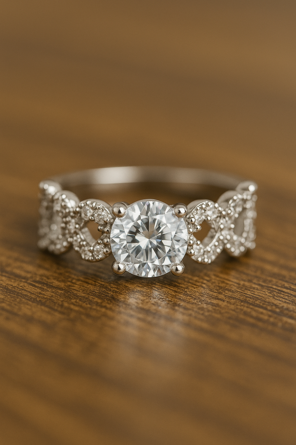 Luxury Silver Ring with Moissanite Center – Ideal for Proposals & Anniversaries