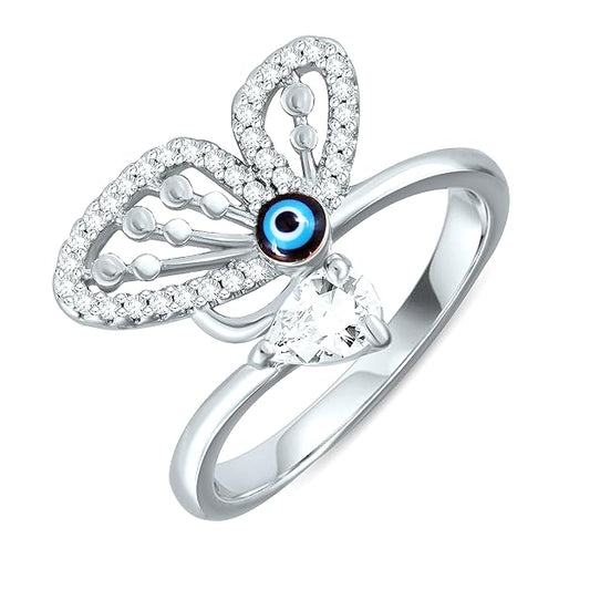 Unique Evil Eye Butterfly Ring – Women’s Protective Symbol Jewelry with Sparkling Stones