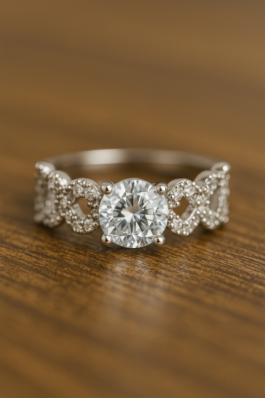 Luxury Silver Ring with Moissanite Center – Ideal for Proposals & Anniversaries